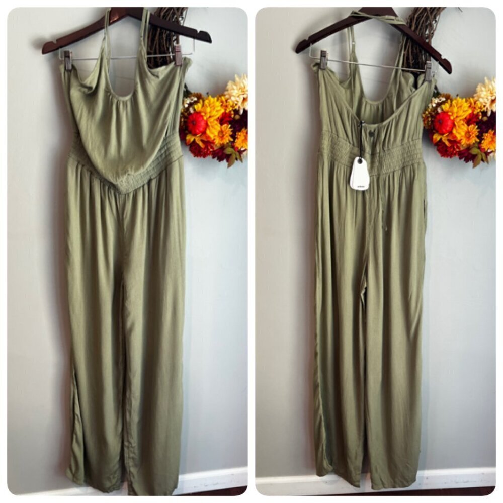 Prana Olive Green Wide-Leg Jumpsuit